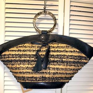 Patricia Nash Mandia straw and leather handbag